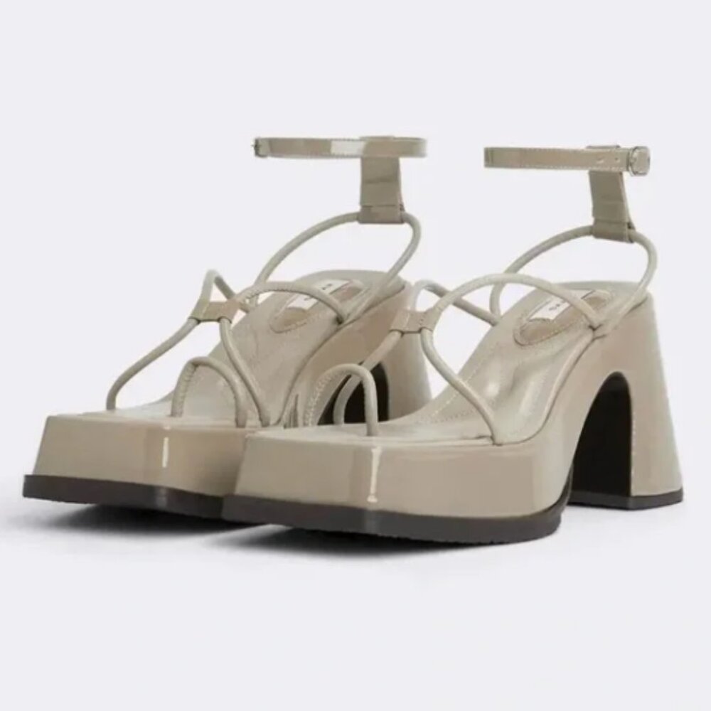 Eytys Olympia Beige sandals Size 38 (US 7.5-8) chunky platform heel square toe